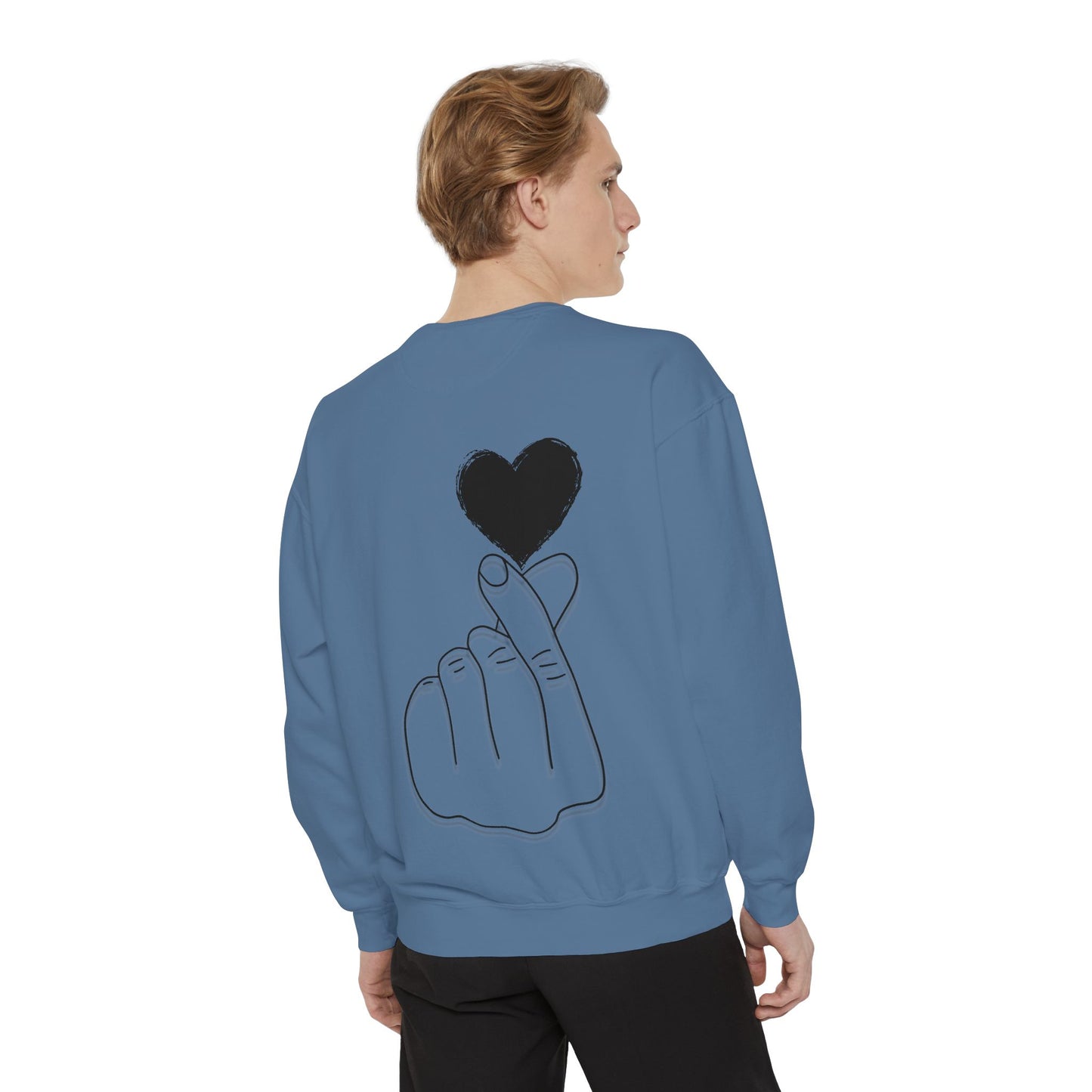 Unisex Garment-Dyed Sweatshirt with Heart Design - Cozy & Stylish