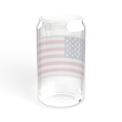 American Flag Sipper Glass — 16oz Patriotic Drink Tumbler with Straw