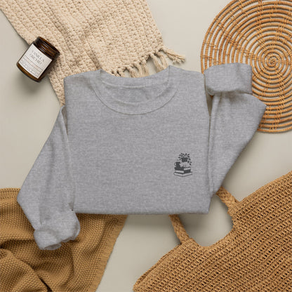 Stack of Books with Mug and Plant Sweatshirt | Cozy Reading Crewneck