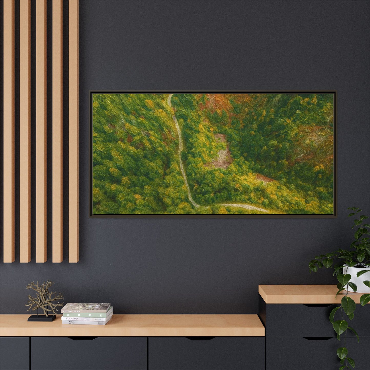 Framed Nature Canvas Art Print, Vibrant Forest Wall Decor, Abstract Landscape Artwork, Home Decoration, Gift for Nature Lovers - TRV
