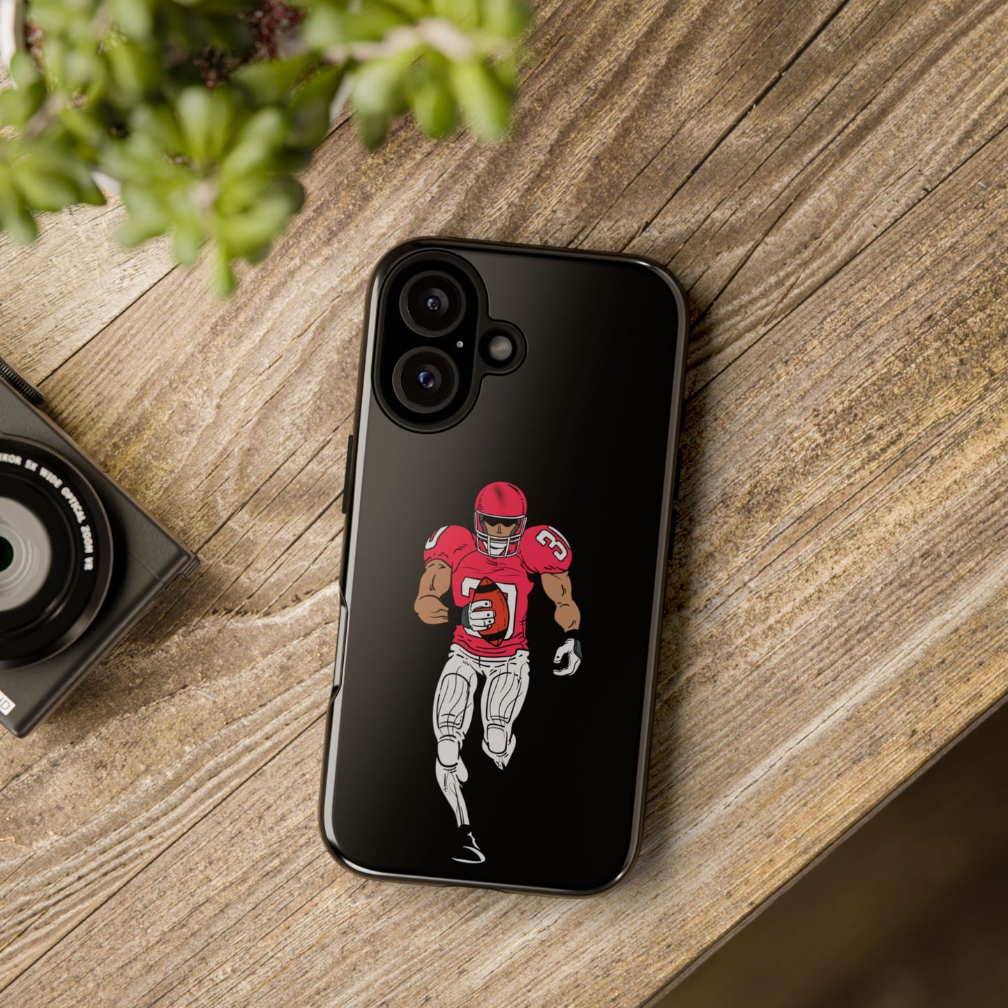 Football Player Tough Phone Case – Protective Black Sports iPhone Case