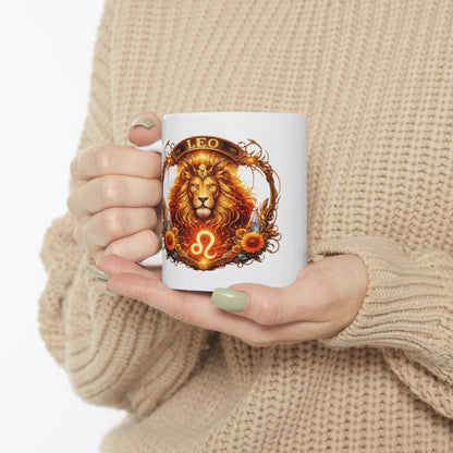 Leo Zodiac Sign Illustration Mug | Ceramic Coffee Cup