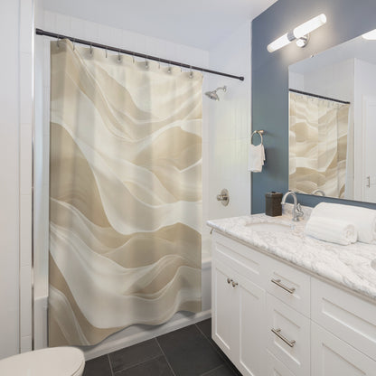 Beige Silk Waves Shower Curtain | Neutral Abstract Bathroom Decor