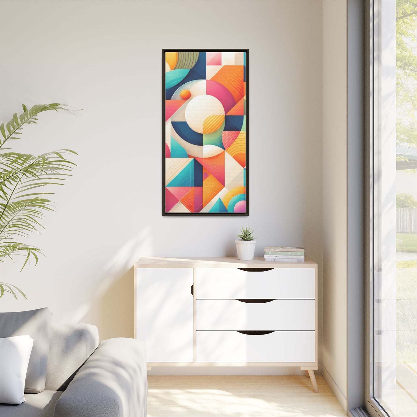 Colorful Geometric Abstract Art Matte Canvas Framed