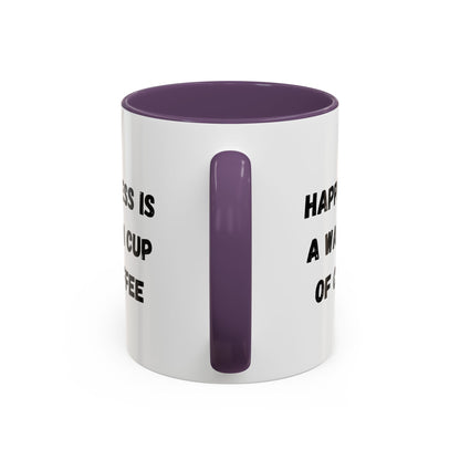 Coffee Mug — “Happiness Is A Warm Cup Of Coffee” Accent Ceramic Mug (11/15 oz)