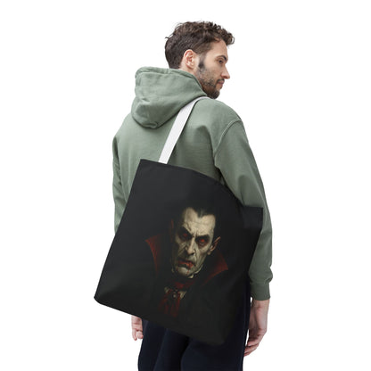 Vampire Haunted Tote Bag, Spooky Shopping Bag, Halloween Accessory, Gothic Style Handbag, Perfect for Halloween Parties, Unisex Tote - TRV