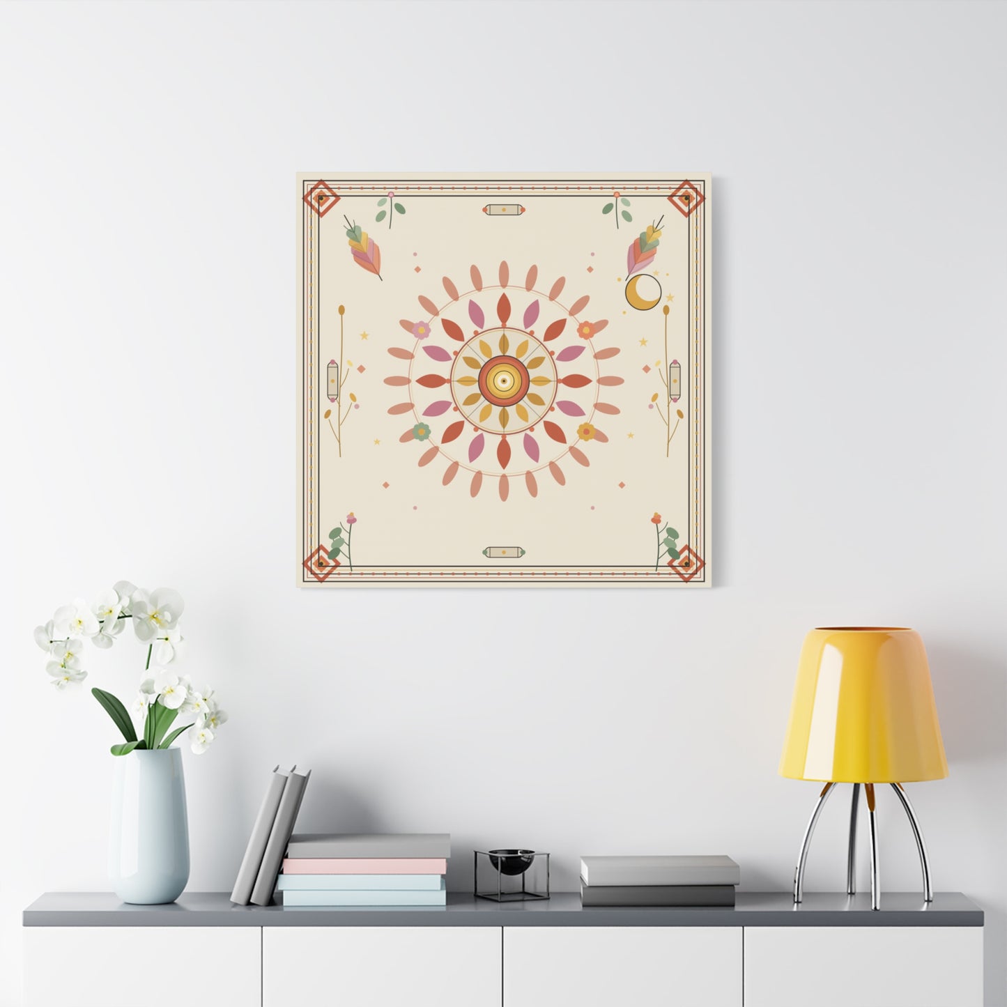 Boho Sun Mandala Matte Canvas