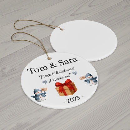 First Christmas Married ornament | Ceramic Christmas ornament, Personalized 2025 - TRV