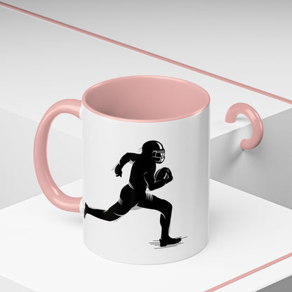 Football Player Themed Accent Coffee Mug, Sports Fan Gift, Unique Mug for Athletes, Coffee Lover, Game Day Essential - TRV