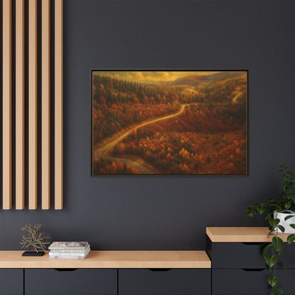 Autumn Landscape Framed Canvas Art, Cozy Home Decor, Warm Fall Vibes, Gift for Nature Lovers, Perfect for Thanksgiving - TRV