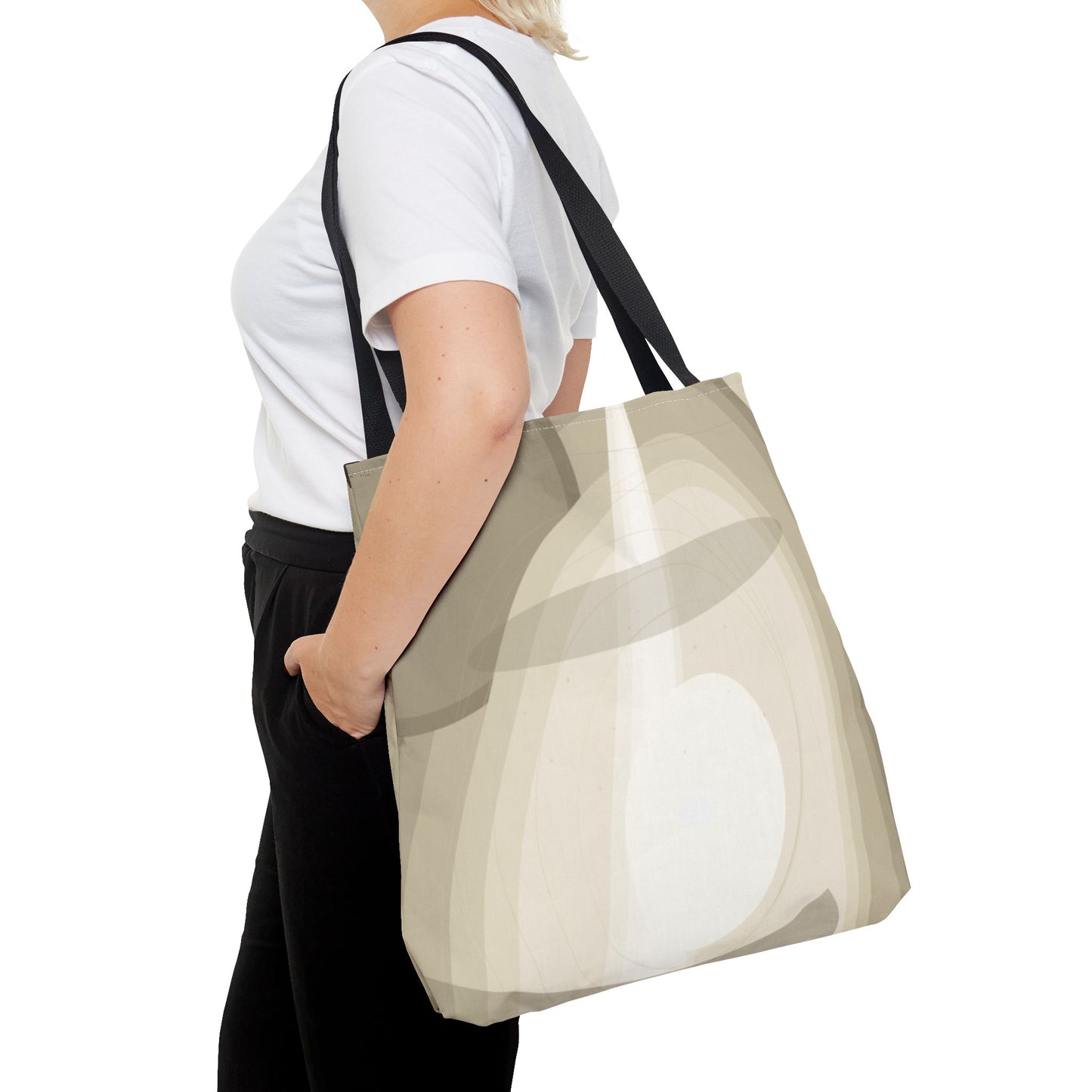 Neutral Abstract Light Beam Tote Bag | Minimalist Geometric Pattern