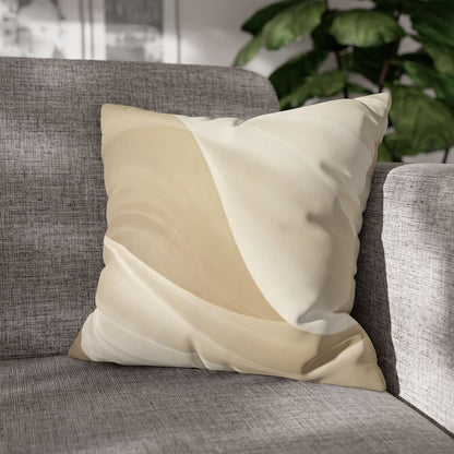 Beige Abstract Wave Pillowcase | Faux Suede Square Pillow Cover