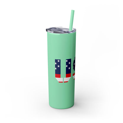 Skinny Tumbler — USA Flag 20oz Straw Tumbler (Patriotic Travel Cup)
