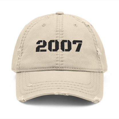 Distressed Dad Hat with 2007 Embroidery, Casual Fashion Cap for Everyday Wear, Gift for Birthday, Fathers Day, Retro Hat - TRV