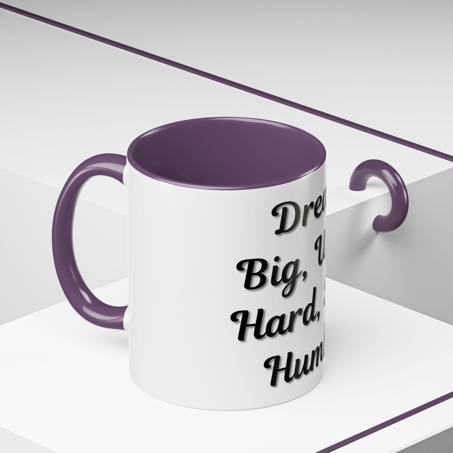 Inspirational Accent Coffee Mug - "Dream Big, Work Hard, Stay Humble" - Motivational 11/15oz - TRV