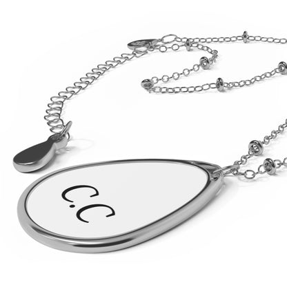 Monogram Initials Oval Necklace | Personalized Teardrop Pendant - TRV