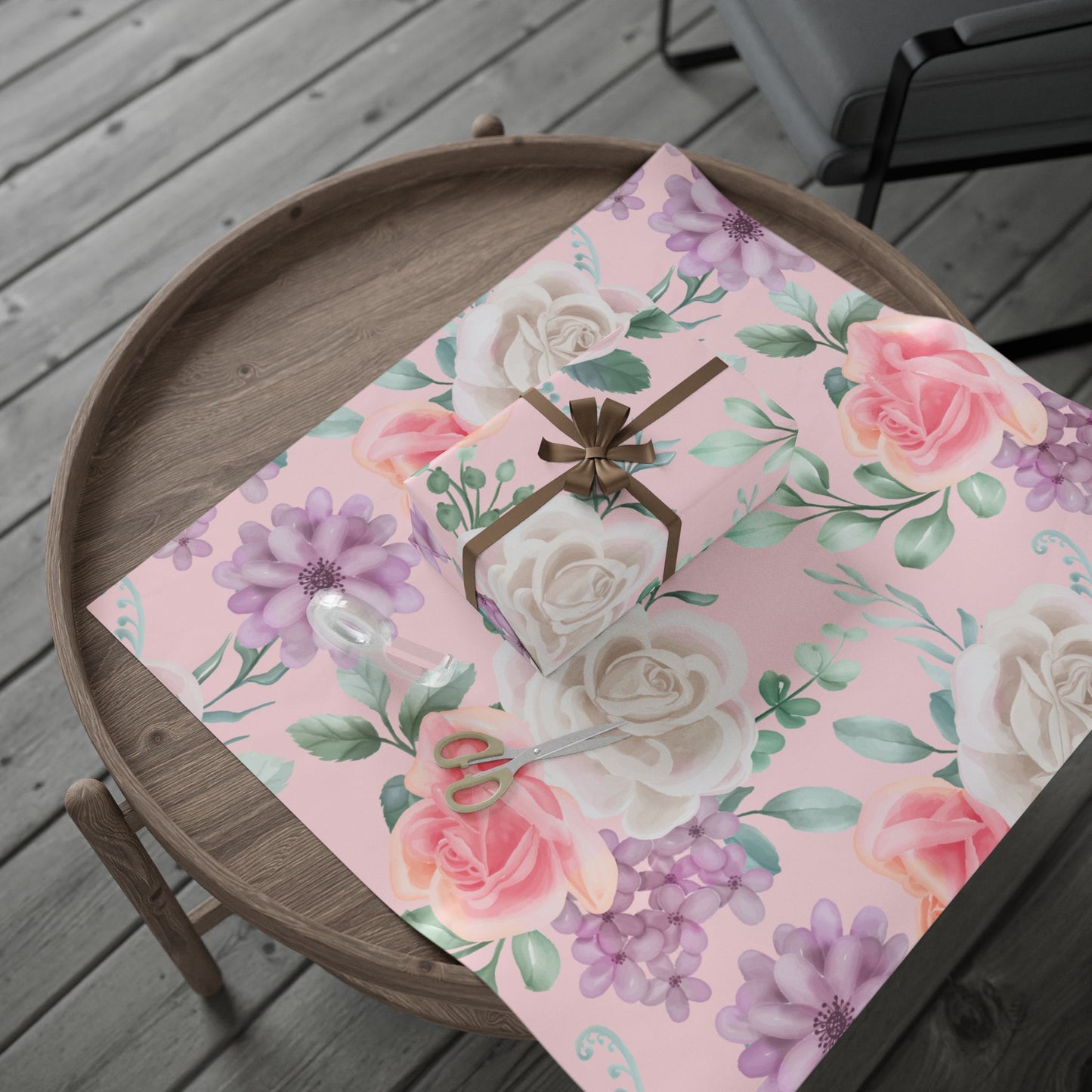 Floral Pink Wrapping Paper Roll — Pastel Peony Gift Wrap for Mother's Day & Birthdays