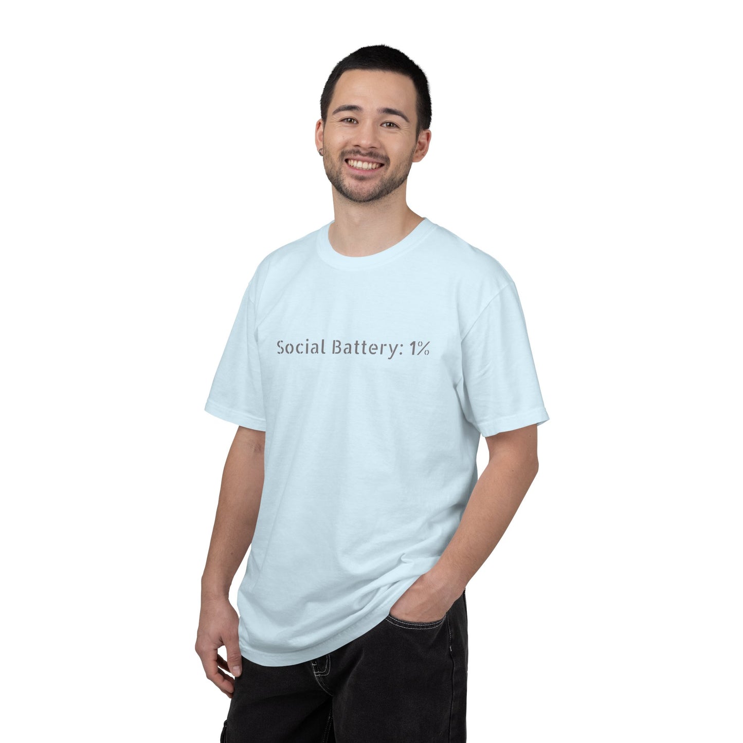 Social Battery 1% T-shirt | Introvert Funny Text Tee