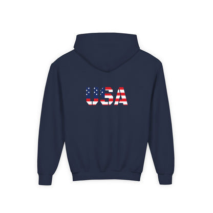 USA Flag Youth Hoodie, Youth Sweatshirt, Cool Hoodie for Kids, American Pride Apparel, Comfortable Boys and Girls Sweatshirt