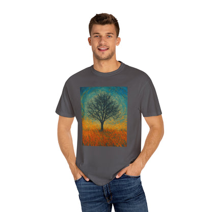 Nature-Themed Unisex Garment-Dyed T-Shirt - Tree Design, Bohemian Tee, Nature Lover Gift, Eco-Friendly Fashion, Casual Wear - TRV