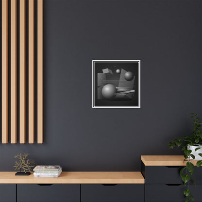 Monochrome Geometric Spheres Canvas Framed Wall Art | Matte Print