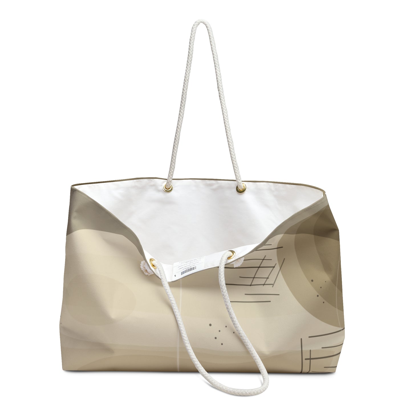 Neutral Abstract Lines Weekender Bag | Minimal Geometric Tote - TRV