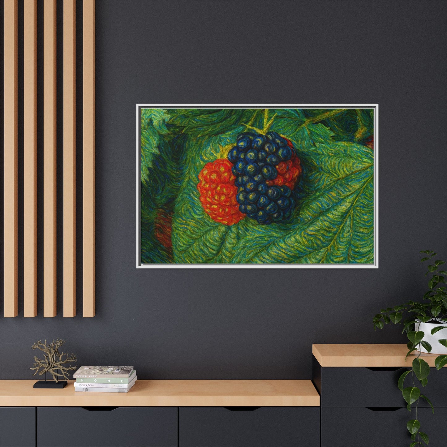 Van Gogh Style Blackberry Canvas Art, Framed Wall Decor, Botanical Print, Summer Home Decor, Gift for Garden Lovers - TRV
