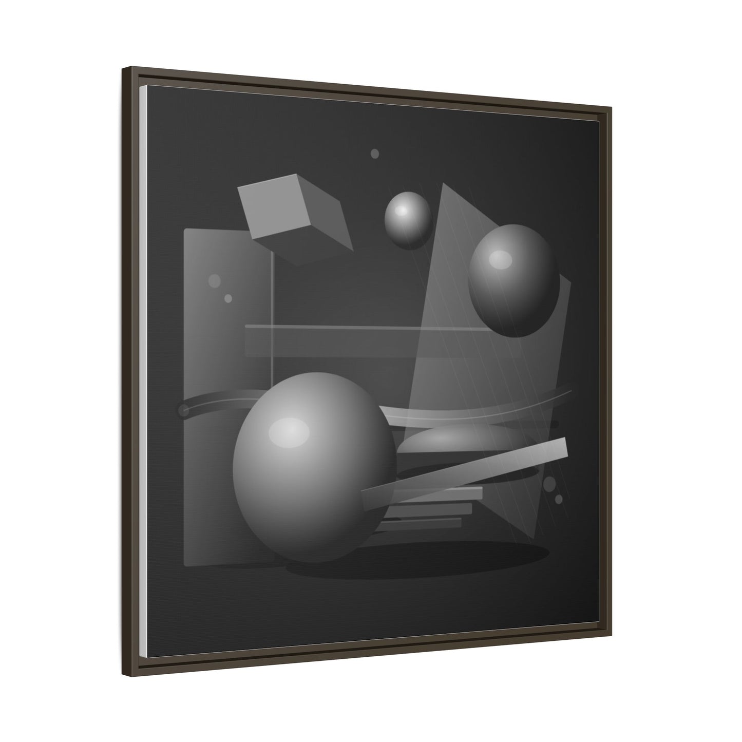 Monochrome Geometric Spheres Canvas Framed Wall Art | Matte Print