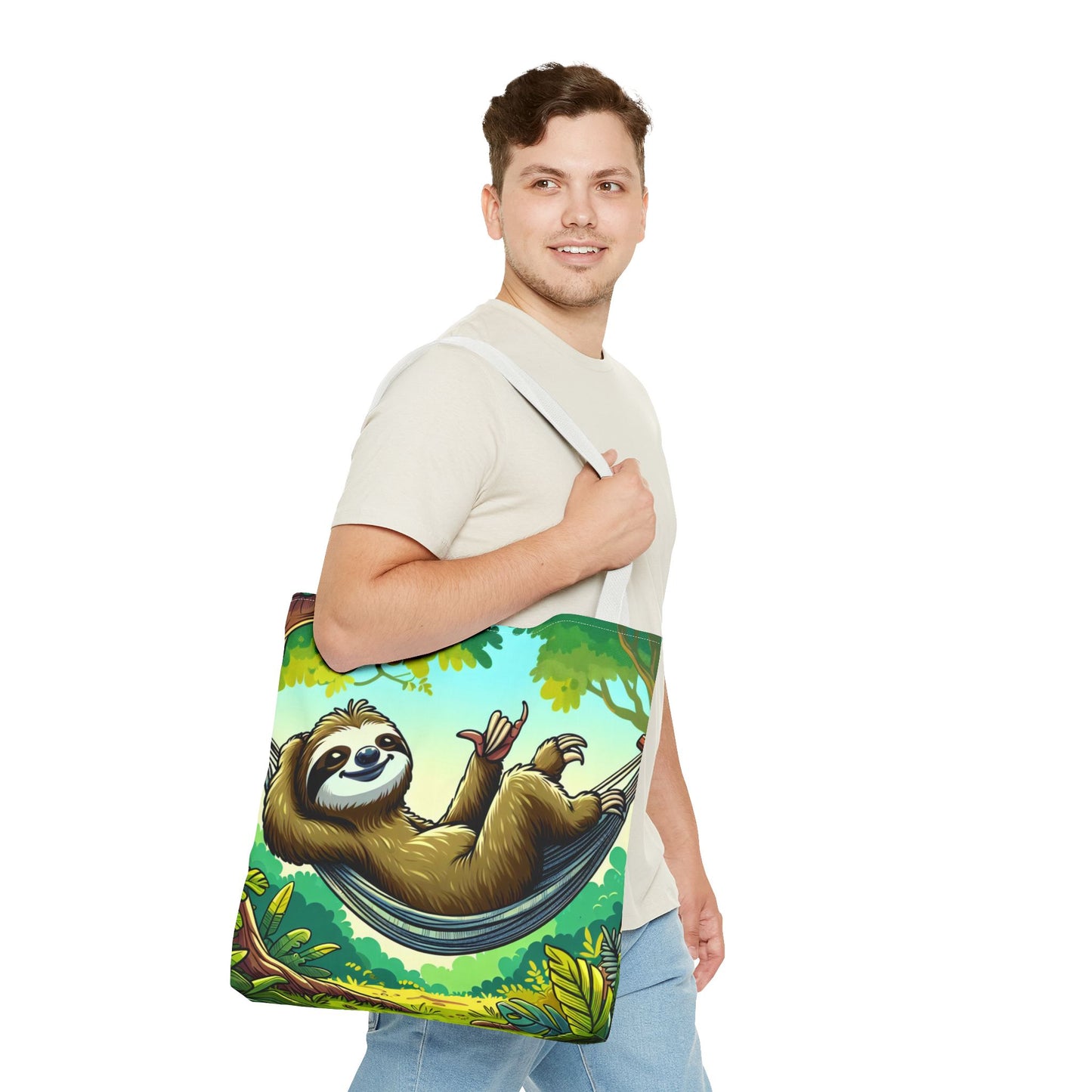 Relaxed Sloth Tote Bag, Cute Eco-Friendly Bag, Gift for Animal Lovers, Beach Bag, Reusable Shopping Tote - TRV