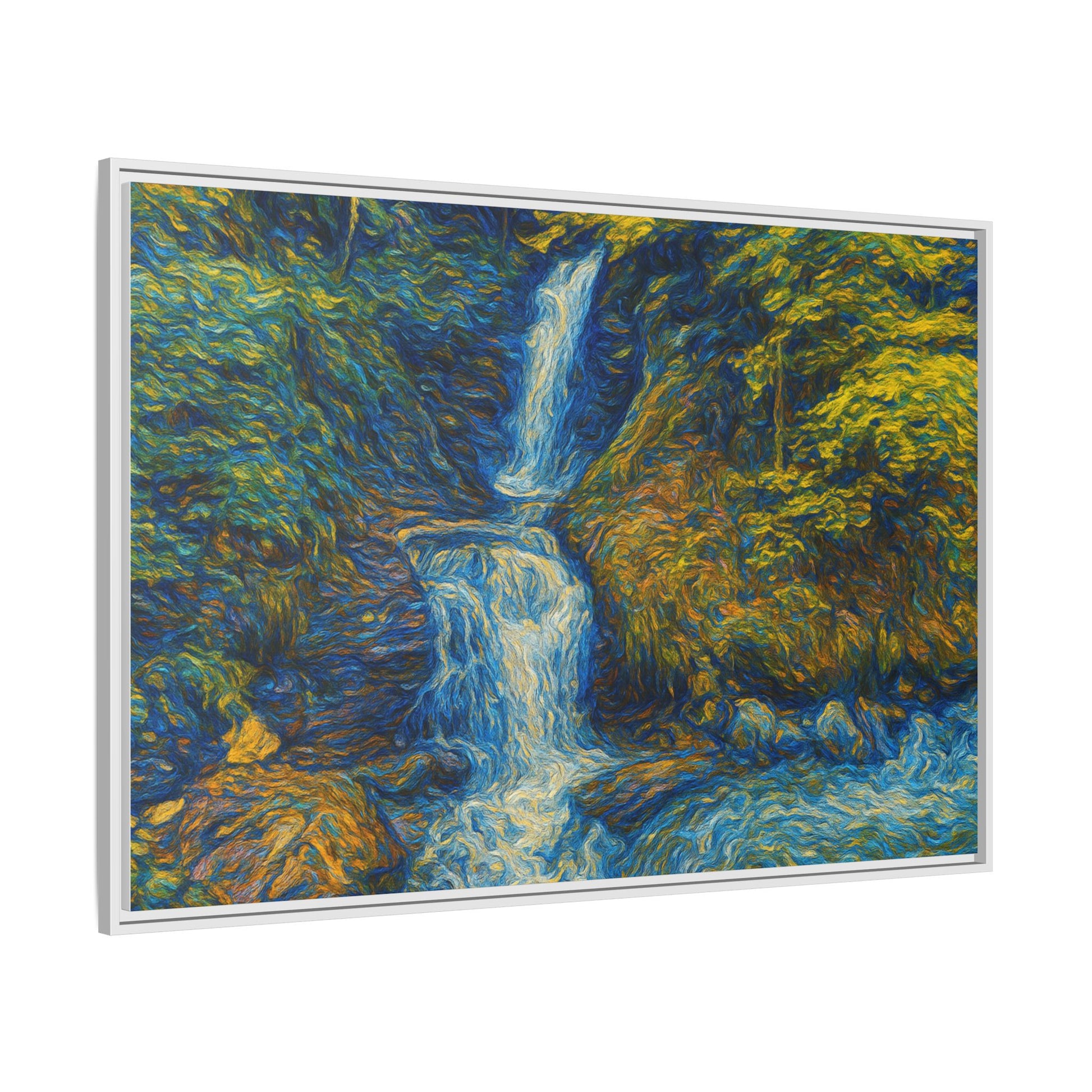 Framed Canvas Art, Majestic Van Gogh Style Waterfall Landscape Wall Decor, Nature Lover Gift, Home Office Artwork, Living Room Decoration - TRV