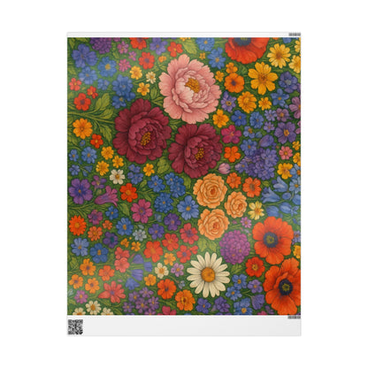 Floral Bouquet Wrapping Paper Roll — Vintage Garden Pattern