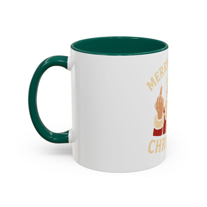 Irreverent Merry Christmas Mug — Funny Santa Middle Finger Coffee Cup (11oz & 15oz)