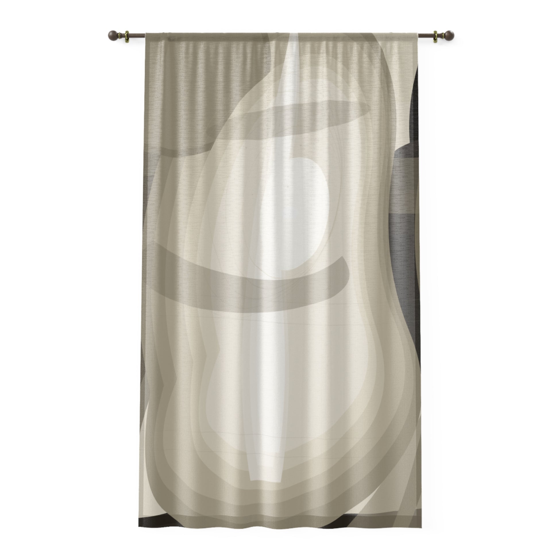Abstract neutral swirl window curtain by Printify featuring modern geometric sheer panel for stylish home decor.