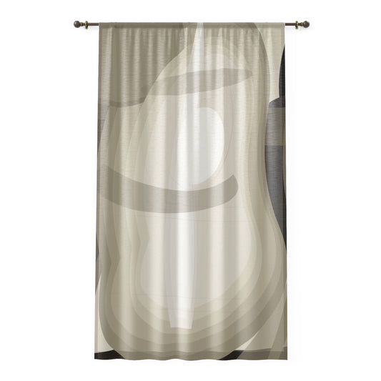 Abstract neutral swirl window curtain by Printify featuring modern geometric sheer panel for stylish home decor.