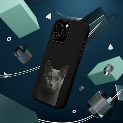 Russian Blue Cat Phone Case — Magnetic Impact-Resistant iPhone Cover