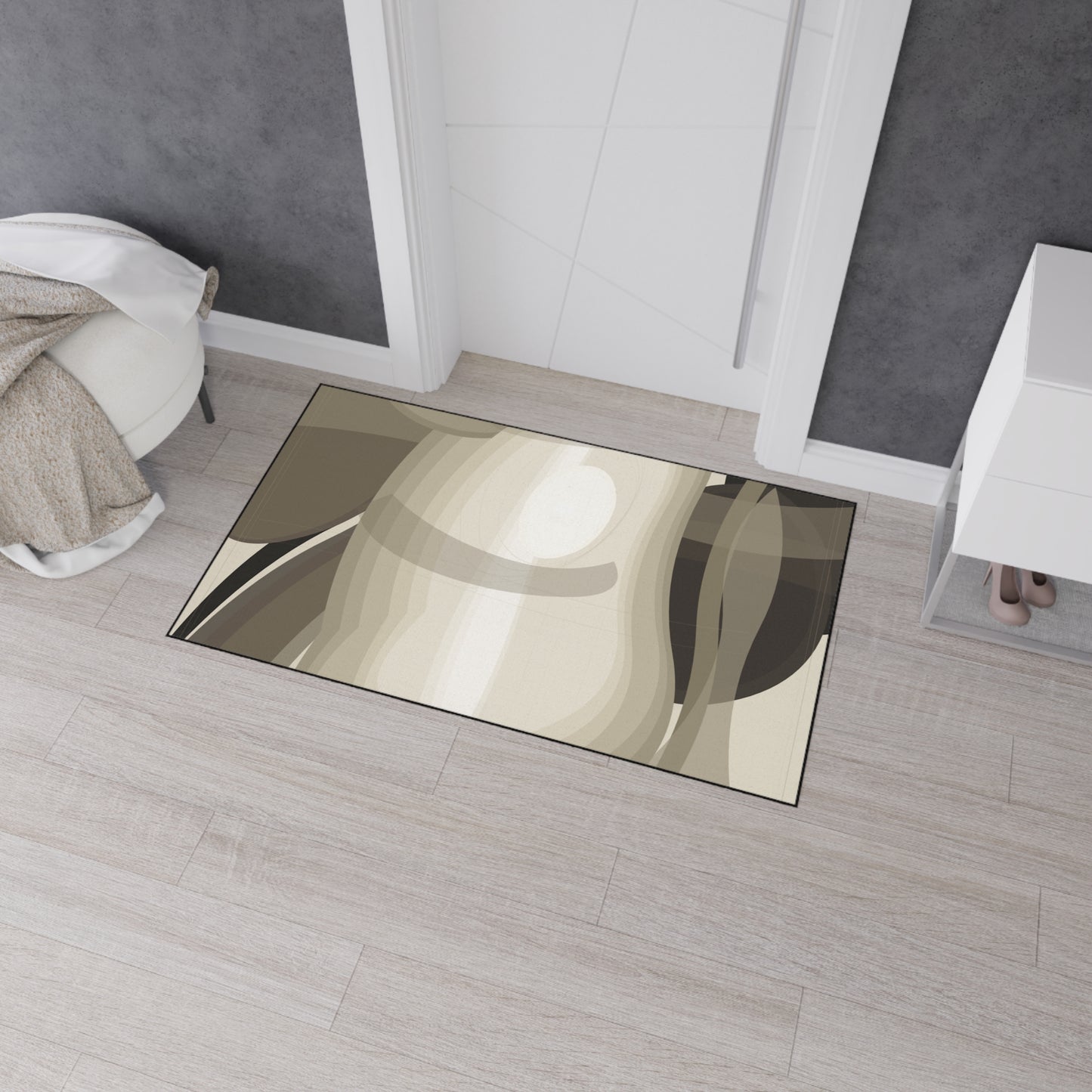 Neutral Abstract Swirls Heavy Duty Floor Mat | Modern Entryway Rug