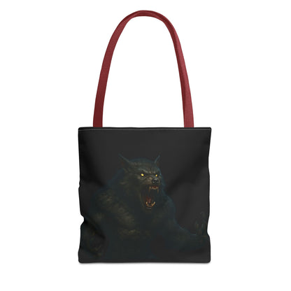 Fierce Werewolf Tote Bag, Halloween Accessories, Dark Art Tote, Animal Lover Gift, Geeky Shopping Bag - TRV