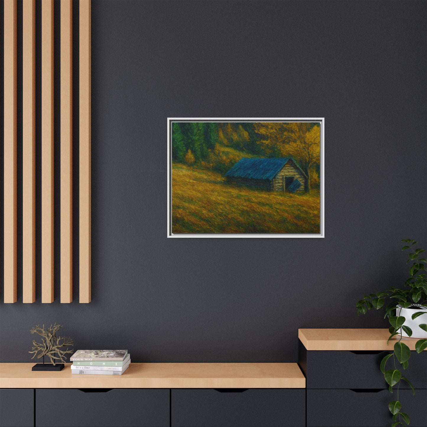 Framed Matte Canvas Print, Rustic Artwork, Farmhouse Decor, Nature Wall Art, Gift for Home, Autumn Decor, Landscape Painting