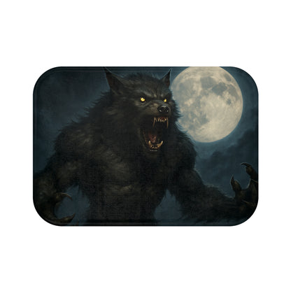 Werewolf Bath Mat, Unique Bathroom Decor, Halloween Home Accents, Gift for Wolf Lovers, Spooky Cozy Mat - TRV