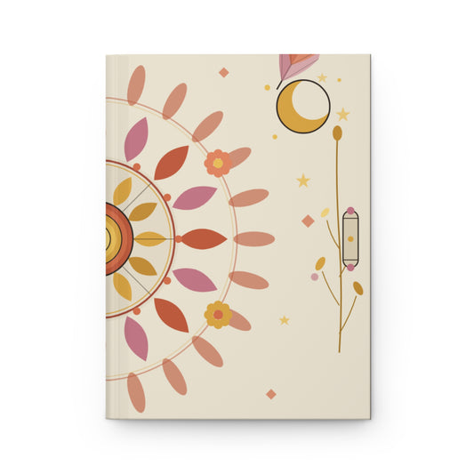 Boho Sunflower Mandala Hardcover Journal | Matte Notebook, Floral Stationery