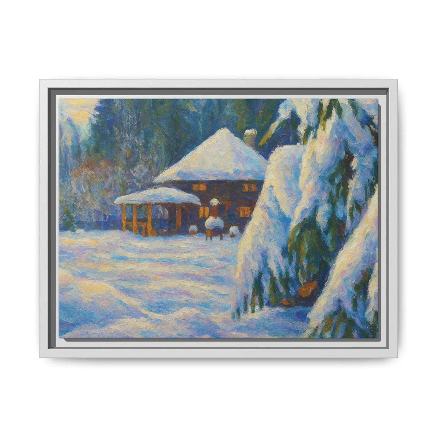Canvas Art, Winter Scene Home Decor, Seasonal Gift for Art Lovers, Holidays Wall Art, Framed Painting, Matte Print - TRV