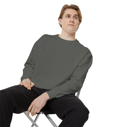 Minimalist Peace Hand Sweatshirt — Small Chest Line Art Crewneck