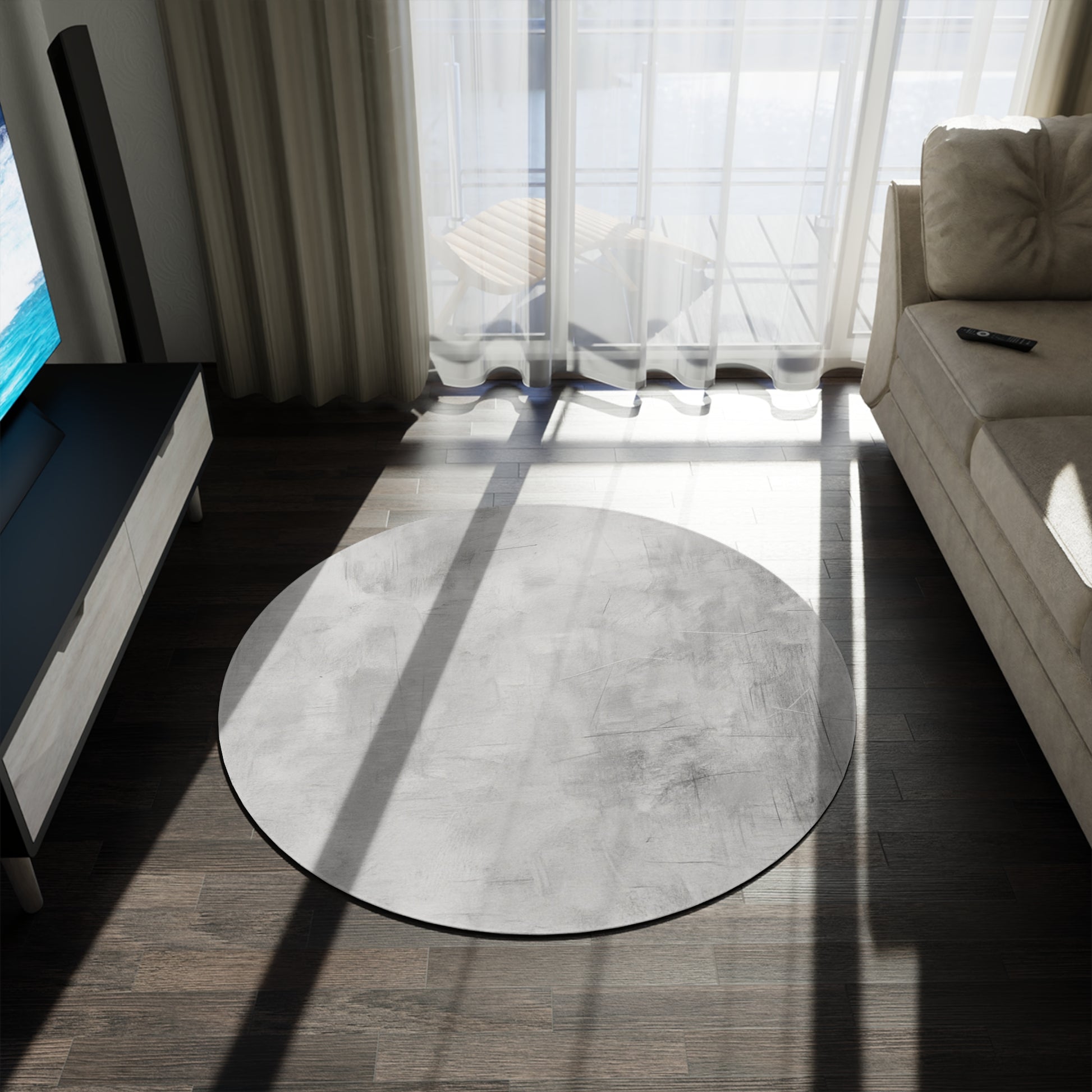Stylish Round Rug, Modern Floor Decor, Cozy Living Room Accent, Home Interior Design, Soft Area Rug - TRV