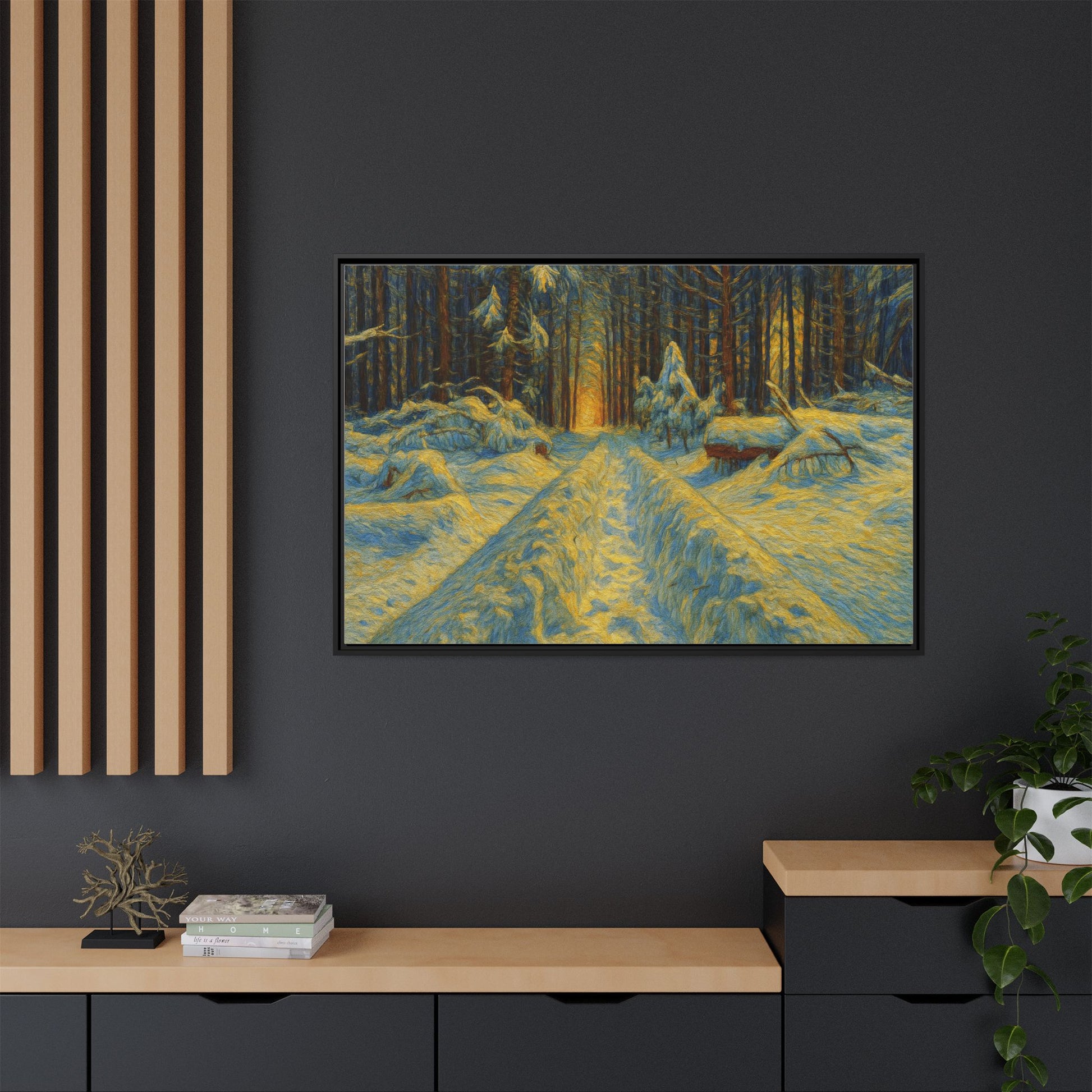 Canvas Art, Winter Landscape Wall Decor, Nature Lovers Gift, Seasonal Decor, Holiday Wall Art, Cozy Home Decoration, Framed Matte Canvas - TRV