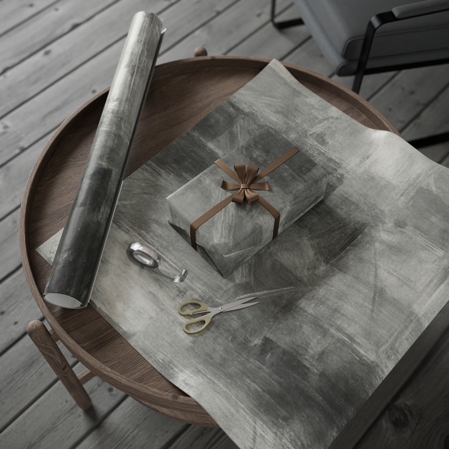 Gray Marble Wrapping Paper Roll — Neutral Watercolor Gift Wrap for Weddings, Birthdays & Minimalist Packaging