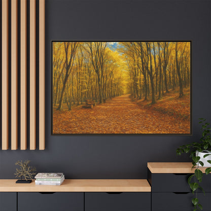 Autumn Forest Framed Canvas Art, Cozy Wall Decor, Nature Inspired Gift, Fall Home Accent, Perfect for Thanksgiving - TRV