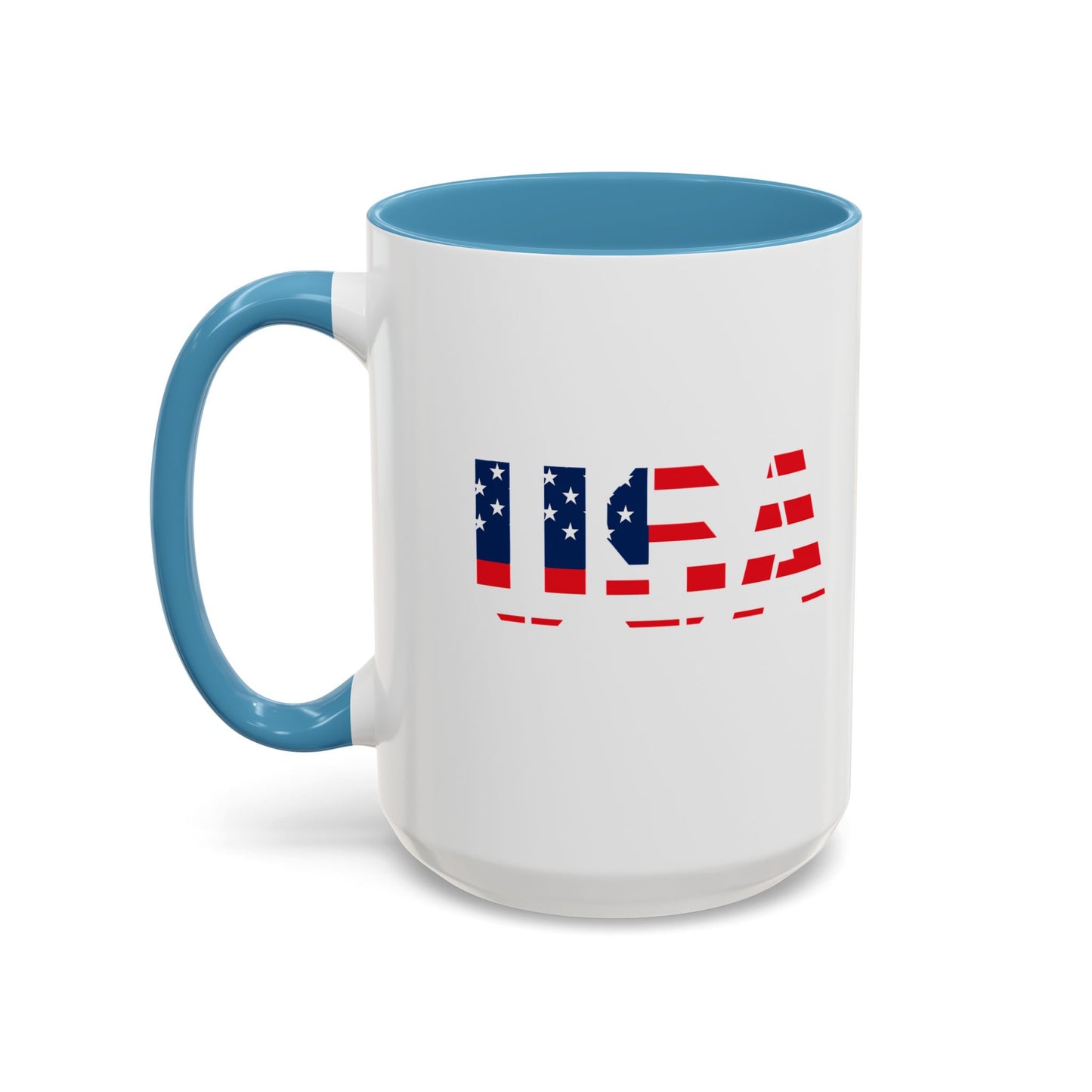 USA Flag Accent Coffee Mug — Patriotic 11/15oz Ceramic Coffee Cup