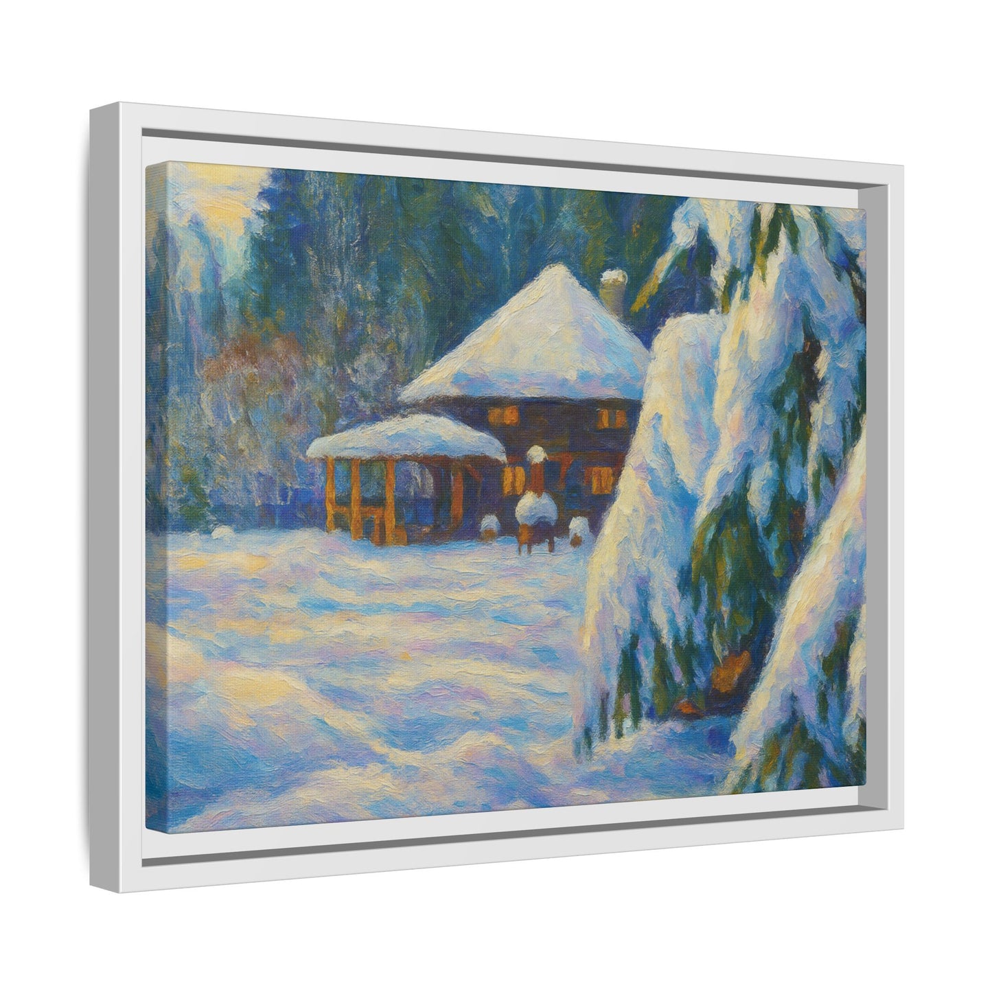 Canvas Art, Winter Scene Home Decor, Seasonal Gift for Art Lovers, Holidays Wall Art, Framed Painting, Matte Print - TRV