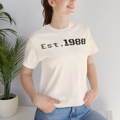 Est. 1988 Unisex Jersey Tee, Vintage Birthday Shirt, Casual Everyday Wear, Gift for Him or Her, Anniversary Celebration Tee