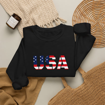 USA Flag Unisex Crewneck Sweatshirt, Cozy Apparel, Casual Wear, Independence Day Gift, Americana Style